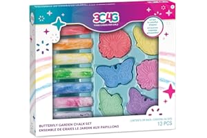 3C4G THREE CHEERS FOR GIRLS Three Cheers for Girls - Butterfly Garden Chalk Set - Bright Sidewalk Chalk for Kids - Outdoor, Washable, Non Toxic, Jumbo Sidewalk Chalk for Toddlers - Fun Butterfly & Flower Shaped Kids Chalk