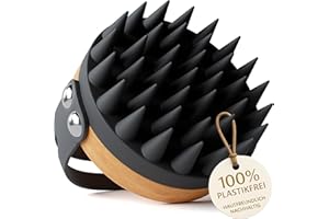 ‎HELDSON HELDSON® Premium Kopfhaut Massagebürste - FSC®100% - Kopfmassage Bürste - Scalp Massager Brush - Haar Massagebürste Haare - Hair Care Kopfhaut Peeling - Kopf Massage - Scalp Scrub [Onyxschwarz]
