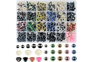 Hengxinchen 620 Stück Sicherheitsaugen für Häkeltiere Mehrfarbig Amigurumi Augen 6-14mm Augen zum Basteln Kunststoff Knopfaugen für Häkeltiere mit Unterlegscheiben für Häkeltiere Puppe Marionette