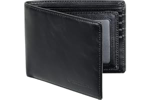VISOUL Cartera para Hombre Piel Genuina Billetera Hombre de Cuero de Tarjetero con Protección RFID Carteras Bifold para Hombres Joven Monedero de Cuero con 12 Ranuras para Tarjetas (Negro)
