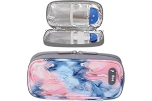 OVAKIA Small Insulin Cooler Travel Case, Medicine Bag Organizer Storage Keep Cooling Wallet for Travelling with 2 Ice Pack Y006 (Pink)