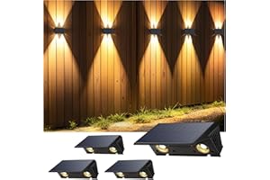 IIRARA Lampada Solare da Esterno di Nuova Generazione 2025 Alto e Basso Luci Solari Esterno Bianco Caldo Illuminazione per Esterni 100LM Applique daSolare IP67 per Muro Vialetto 4 Pezzi