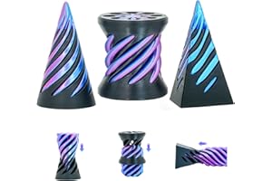 BALKWAN 3 Pack Pyramid Fidget Toys Impossible Cone for Adults and Kids Spiral Cone 3D Pyramid Passthrough Sculpture Stress Relief Relaxation Mini Desktop Decor Gift for Holidays Birthdays (Black Purple)