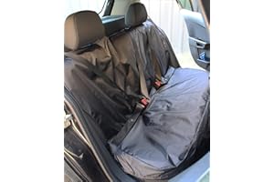 Carseatcover-UK® Heavy Duty Black Waterproof Universal Rear Cover - Multi Fit Protector for Most Cars - Ideal Dog Accessories and Car Seat Protectors for Tradesmen, Mechanics and Child Seats
