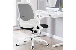 ‎DOCHAIR DoChair Bürostuhl Ergonomisch, Schreibtischstuhl, Drehstuhl mit Klappbaren gepolsterte Armlehnen, Wippfunktion, 360° Chefsessel Drehstuhl bis 150kg (Weiß)