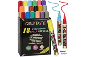 Chalktastic Colorful Art Co. Kreidestifte für Fenster, Tafel, Whiteboard etc. - 18 flüssige Kreidemarker mit Rund- und Keilspitze - Abwaschbar (Neon-Farben)