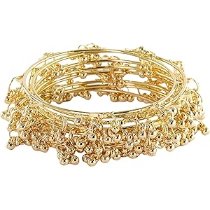 ZULKA Stylish Alloy Metal Chudi Set With Ghungroo Work For Women & Girls | Traditional Metal Bangles Jewelry | Latkan Kada Set | Kangan For Wedding, Festival, Party & Daily - Set Of 8