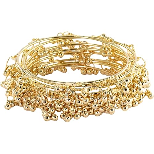 ZULKA Stylish Alloy Metal Chudi Set With Ghungroo Work For Women & Girls | Traditional Metal Bangles Jewelry | Latkan Kada Set | Kangan For Wedding, Festival, Party & Daily - Set Of 8