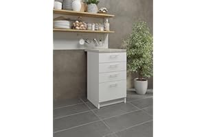 JD Greta Küchenschrank schmal mit Schubladen & Arbeitsplatte, 50cm breit & 60cm tief (weiß) - Schubladenschrank Aufbewahrung - Küchen Vorratsschrank & Aufbewahrungsschrank - Kitchen Furniture