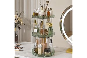ROWNYEON Rotating Makeup Organiser 3 Tier Skincare Organiser Lazy Susan Spinning Make up Stand Organiser Cosmetics Perfume Organiser for Vanity,Dressing Table,Bathroom,Kitchen