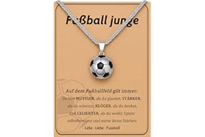 POWWA Fußball Kette Jungen mit Bedeutungskarte – Geschenk für Sohn Enkel Neffe – Sport Halskette Teenager – Weihnachten Ostern Valentinstag