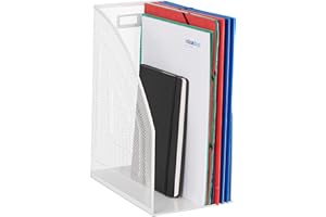 Relaxdays Range-revues, Format A4, Design Maille, HxLxP: 32x16x24,5 cm, Bureau, Porte-Documents, métal, Blanc