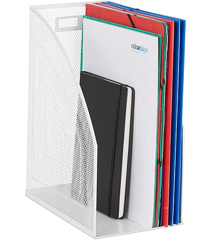 2 Portariviste Pieghevoli A4 | Organizer Da Scrivania Con 3 Scomparti - Grigio Chiaro - Foto 13