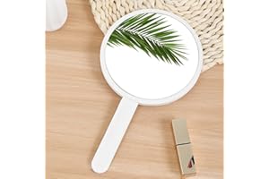 JJUUYOU Beauty Espejo de madera de 16 x 28 cm, espejo de mano de peluquería con mango de madera, espejo de mano, espejo de maquillaje, para maquillaje, corte de pelo, afeitado, salón, cuidado facial