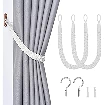 Pretty Jolly Ferma Tende Magnetici - Set Da 2 Con Corda Intrecciata Stile Nordico, Bianco - Foto 12