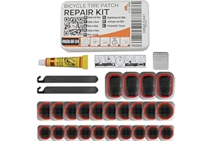 ‎MOBI LOCK 24 szt. - Zestaw Naprawczy do Dętek Rowerowych - Klej Wulkanizacyjny/Guma, Łatki, Tarka Metalowa, Łyżki do Opon - Do Wszystkich Typów Rowerów, BMX, Hulajnóg Elektrycznych - od Mobi Lock