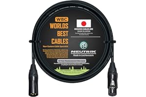 WORLDS BEST CABLES 2 Meter - Balanced Microphone Cable CUSTOM MADE using Mogami 2549 (Black) wire and Neutrik NC3MXX-B & NC3FXX-B Gold XLR Plugs