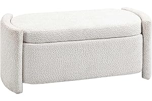 ‎HOMCOM HOMCOM Sitzbank, Bettbank mit Stauraum, Polsterbank mit Deckel, Samtoptik, Aufbewahrungsbank, Truhenbank für Wohnzimmer, Schlafzimmer, Creme, 105 x 44 x 45,5 cm