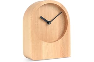 ‎NATUHR Natuhr Tischuhr Eiche Holzuhr - Dome - puristisch modern Massivholz (Buche geölt, Schwarze Zeiger - Quarz Uhrwerk)