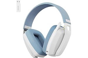 BINNUNE BW06 Cascos Gaming Inalambricos, Auriculares Gaming Inalambricos de 2.4G para PS5, PS4, PC, NS, Cascos PS5 con Sonido Estéreo Auriculares con Microfono, Duración 60Hr+,Azul