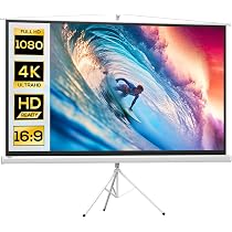Écran Projection Portable WASJOYE 100 Pouces - Trépied 16:9 4K - Intérieur/Extérieur