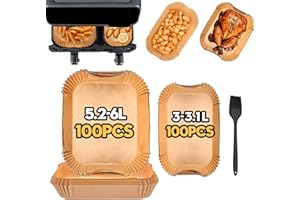 Ninipie Fogli di Carta Forno per Friggitrice ad Aria Philips 3000 Serie 6L/3L, Contenitori e Accessori per Airfryer Cecotec 5.5L/3.5L