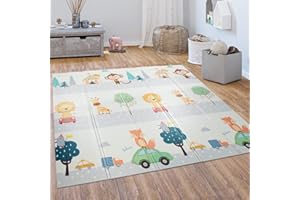 Paco Home Alfombra Juegos Gateo Bebé Niños Plegable Lavable Reversible Motivo Animales, tamaño:180x200 cm, Color:Multicolor