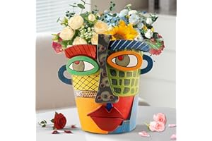 Teeloray Colourful Abstract Flower Pot, 18.5 cm Abstract Planters Resin Planter Decorative Flower Pot Indoor Funny Succulent Planter Indoor Plants Pots for Table Centrepiece Gifts