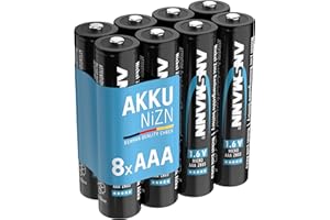 ANSMANN Nickel-Zink Akku AAA 1,6V 550mAh (900 mWh) 8x Micro NiZn/Ni-Zn Accus AAA wiederaufladbare Zellen AAA - Ersatz für 1,5V Einwegbatterien im 8er Spar-Bundle