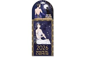 ROBERT FREDERICK Claire Coxon, calendario settimanale 2026 in stile Art Déco, magnetico, da montare sul frigorifero, con pagine strappabili, matita e design vintage