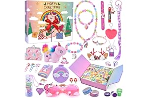 TACOBEAR Calendario Adviento 2024 Niñas Joyas de Unicornio Collar Pulsera Anillos Pendientes Lentes Pinzas De Cabello Calendario Cuenta Regresiva De Navidad Calendario de Adviento Navidad Regalo para Niño Niña