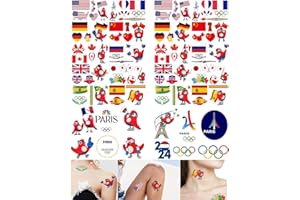 ZYNXEL Tatouages Temporaires Drapeau National, 110PCS France Amérique Chine Russie etc. 10 Pays au Total Tatouage Corporels Temporaire du Drapeau sur le Visage pour fan de sport