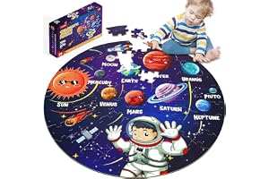 Puzzles for Kids Ages 4-6, Kids Puzzles with Solar System Planets, Round Large Floor Puzzles for Kids Ages 3 4 5 6 7 8,Birthday Educational Toy Gift Jigsaw Puzzles for 5 Year Old Boys Girls