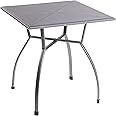 greemotion 416395 Tavolo Tavolino Toulouse Quadrato da Giardino in Metallo, 70 x 70 cm, Acciaio, Grigio, 70x70x74 cm