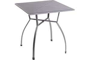 ‎GREEMOTION greemotion Gartentisch Toulouse eckig, quadratischer Tisch aus kunststoffummanteltem Stahl, Esstisch mit Niveauregulierung, eisengrau, 70 x 70 x 72 cm, 70 cm l x 70 cm b x 72 cm h