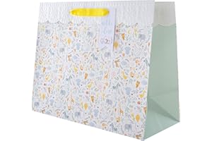 Hallmark Large New Baby Gift Bag - Cute Illustrated Design, Cute Animals Gift Bag