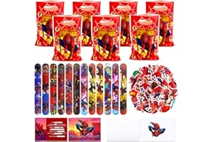 RASMADHUR Kindergeburtstag Party Mitgebsel, 12 Slap Armbänder/Schnapparmband, 12 Einladungskarten mit Umschläge, 10 Geschenktüten,50 Aufkleber, Partyzubehör Spielzeug Set für Junge Geburtstag Geschenke