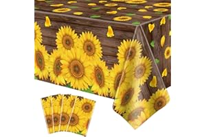 Dvaorc Confezione da 4 tovaglie di girasole in plastica con girasole e girasole, per feste di compleanno, decorazione per feste di compleanno 51 x 86 pollici