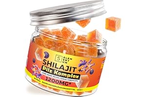 5 ELEMENTUM Natural Shilajit Gummy Bears 1200 mg - Premium Mushroom Complex with Lion Mane, Reishi, Chaga & Cordyceps - Shilajit from the Himalayas for Energy & Vitality - Pack of 60