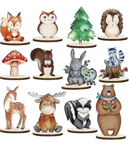 9 Centres De Table 3D Animaux Forêt – Décor Baby Shower Thème Bois – Lapin, Cerf, Hibou, Ours… – Fille & Garçon