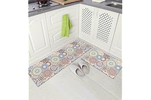 LXTOPN Kitchen Rug Non-Slip Kitchen Mat Sets,Hallway Runner For Kitchen Washable Kitchen Rugs Mat with Natural Rubber Backing,Door Rug Set. (M1, 43x75cm+43x150cm)