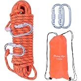 LZ.MZXU Climbing Rope 30M, 10 mm Climbing Rope Nylon Safety Rope Rescue Ropes with 2 Carabiner for Outdoor Uses Rope Camping