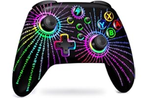 HELLCOOL Manette de commutateur - Manette pour console Nintendo Switch/Lite/OLED - Avec lumière RVB cool - Fonction programmable / Turbo / réveil - Joystick précis - Vibration double moteur