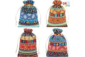 KULAMO 24 Stück Jutesäckchen Jutebeutel, Geschenksäckchen, Baumwolle Säckchen mit Kordelzug, Waschbare und Lichtechter Kleine Stoffbeutel, Geschenksäckchen für Weihnachten Kindergeburtstag Hochzeit Party