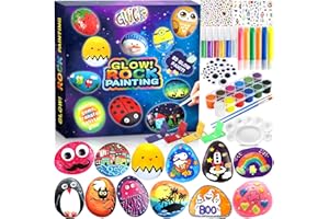 GUHAOOL Nachtleuchtendes Steine Bemalen Bastelsets Malset Kunsthandwerk Set, Kreativ Steinmalerei Set, Bastelset Steine Malen Set für Kinder Erwachsene Geschenke Malerei