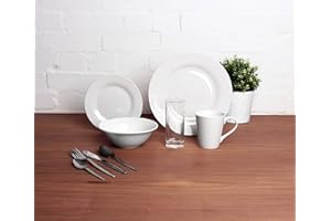 Sabichi 9pc Dining Starter Set - Elegant Porcelain Dinner and Crockery Set - Ideal for Students, University and First-Time Buyers - Plates and Bowls Set for 1