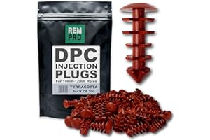 Rempro 200 x Terracotta DPC Damp Proofing Injection Wall Plugs | Universal 10mm-12mm Holes | Prevent Leakage of Cream