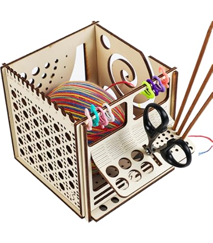 Dévidoir à Laine Magnétique En Bois Rotatif 360° - Avec Support Téléphone Et Rangement - Pour Tricot Et Crochet