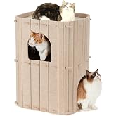 FUKUMARU Stable Felt Cat Cave 3-Layer Bed for Sleeping, Playing and Hiding Beige 45 x 37 x 60 cm, Large, Beige
