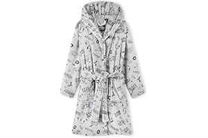 CityComfort Bata Forro Polar Niño, Albornoz Niños Diseño Gamer, Batas de Casa con Capucha, Regalos para Niños y Adolescentes Edad 7-14 Años